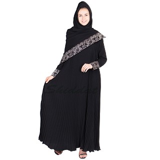 Flared Umbrella abaya with Accordian pleats